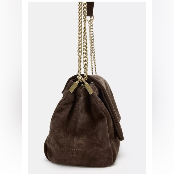 Zara leather chocolate brown leather shoulder bag purse - Picture 7 of 14